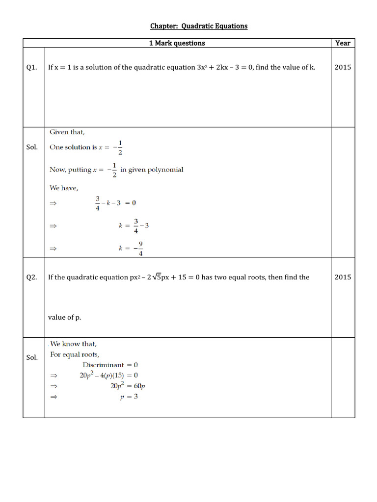 Values of p for Quadratic Roots | PDF | Speed | Length