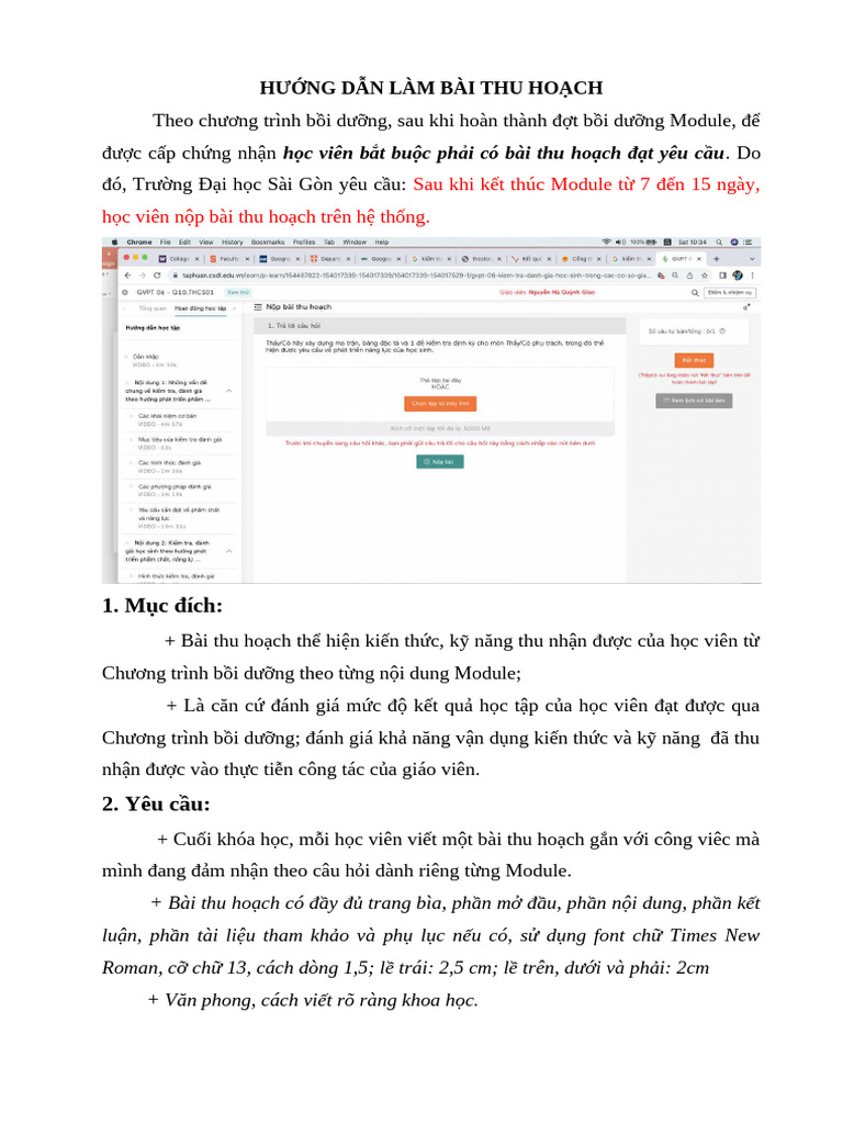 Hướng Dẫn Viết Thu Hoạch Module | PDF