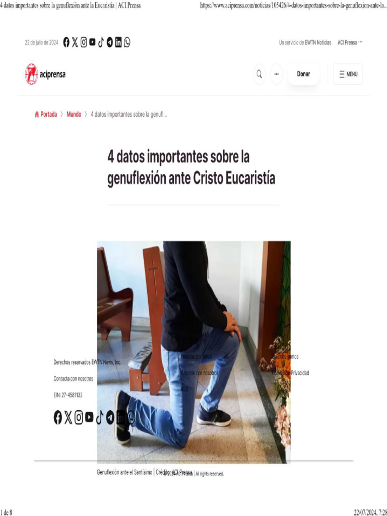 Importancia de la genuflexión en la Eucaristía | PDF