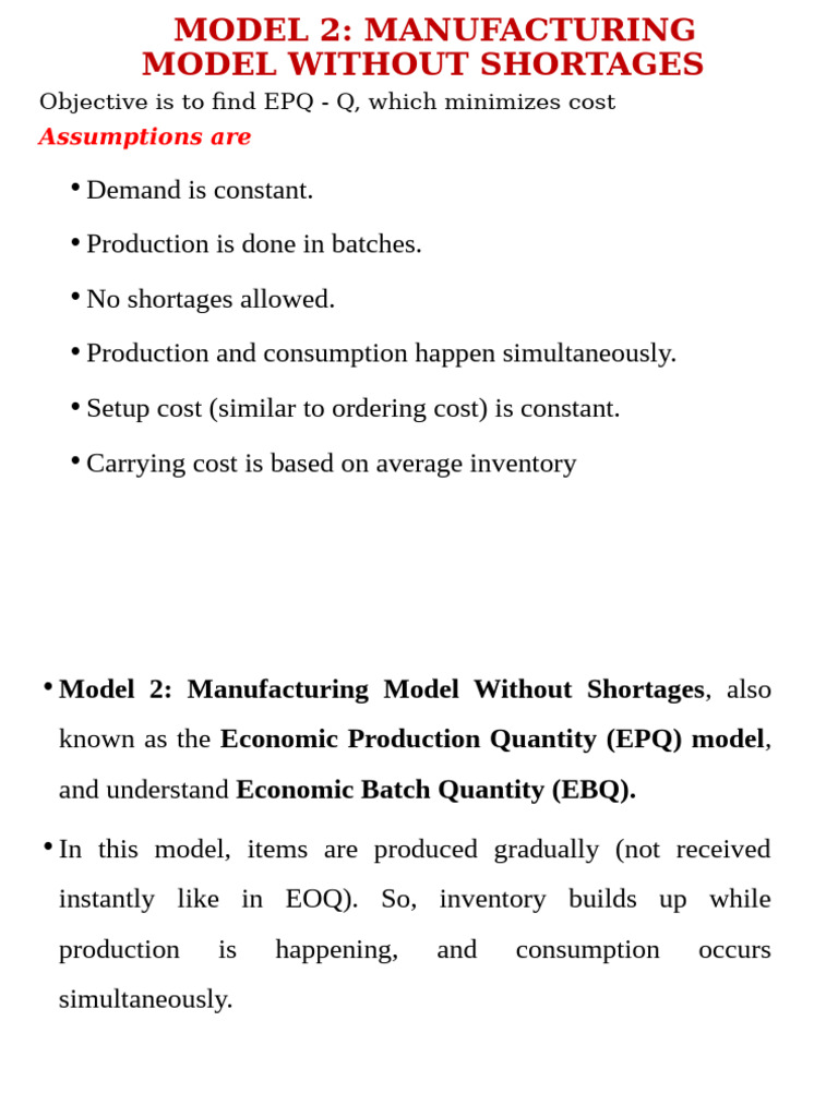 Economic Production Quantity Model Guide | PDF | Inventory | Business ...