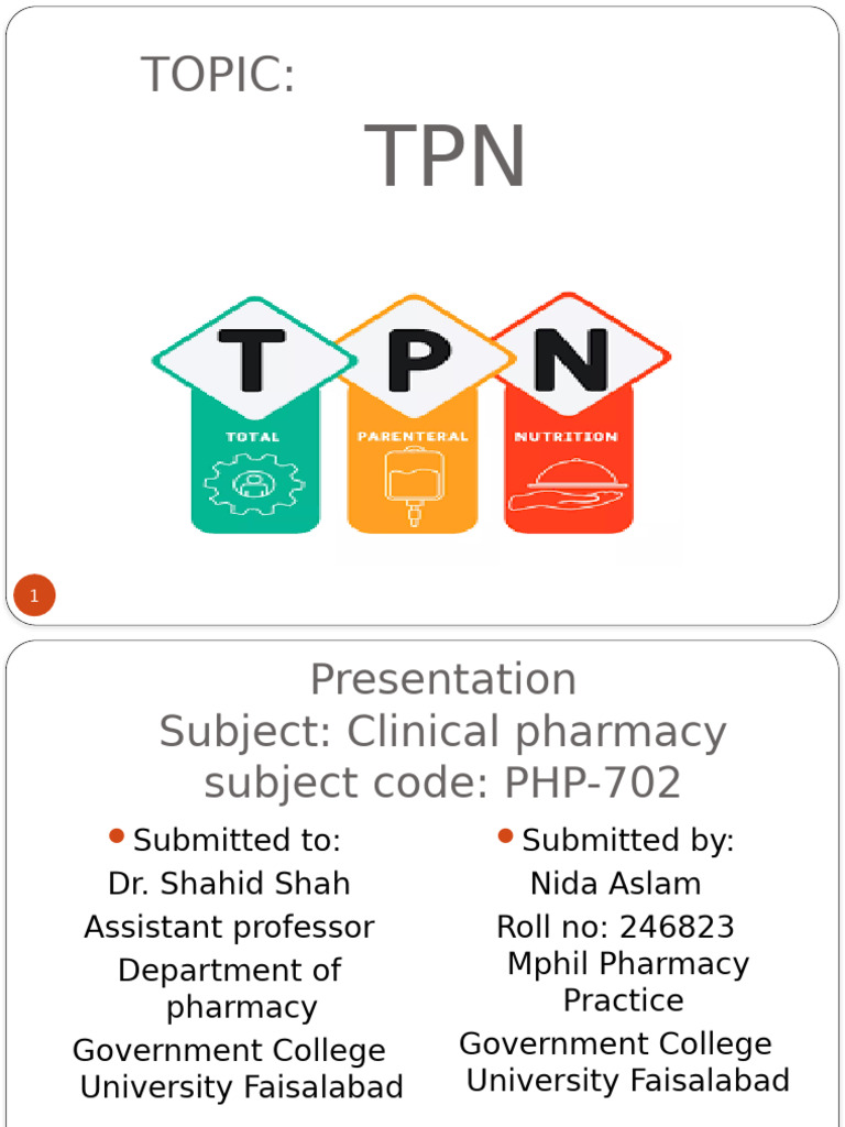 Overview of Total Parenteral Nutrition | PDF | Intravenous Therapy ...
