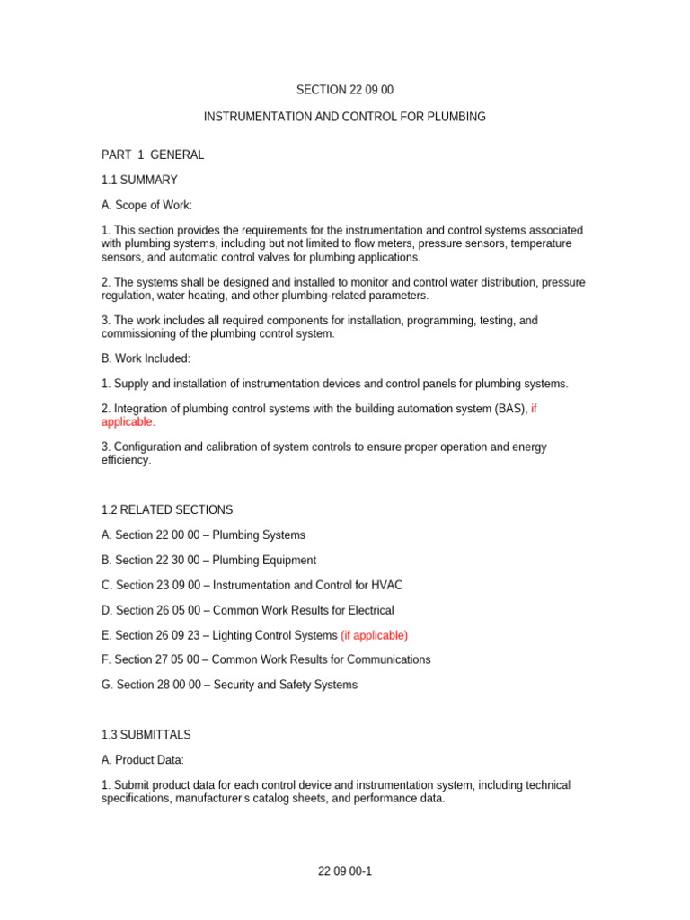 Plumbing Control Systems Overview | PDF | Instrumentation | Building ...