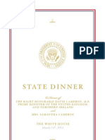 2012 State Dinner Menu With the Obama's and David Cameron.