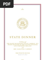 2012 State Dinner Menu With the Obama's and David Cameron.