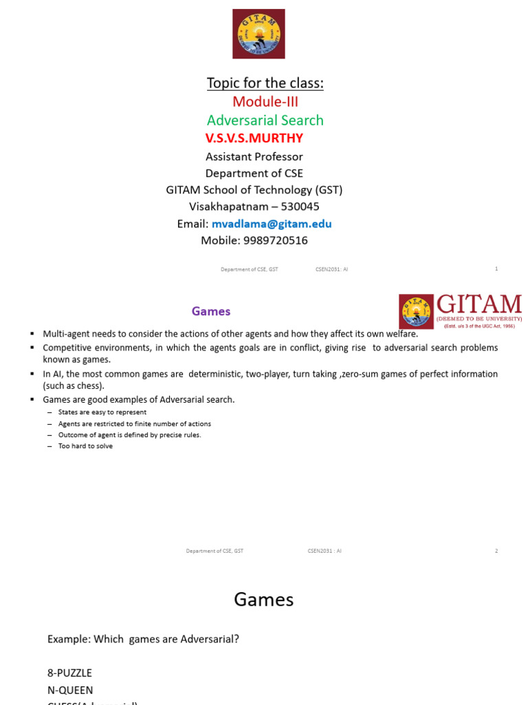 Adversarial Search in AI Games | PDF | Applied Mathematics
