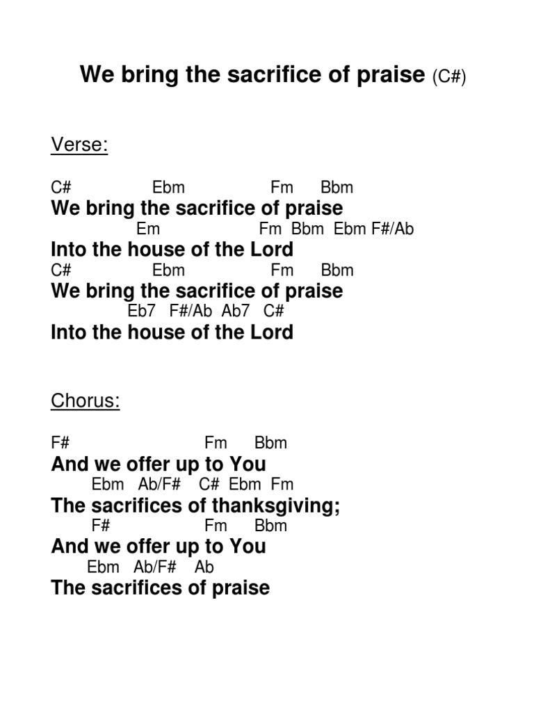 We Bring The Sacrific of Praise - C#