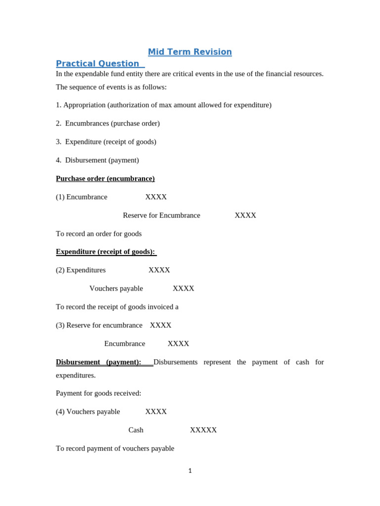 Mid Term Revision Practical Question: Purchase Order (Encumbrance ...