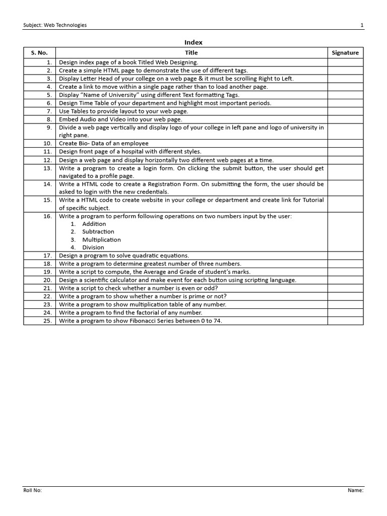 Web Technologies Practical Assignments | PDF | World Wide Web ...