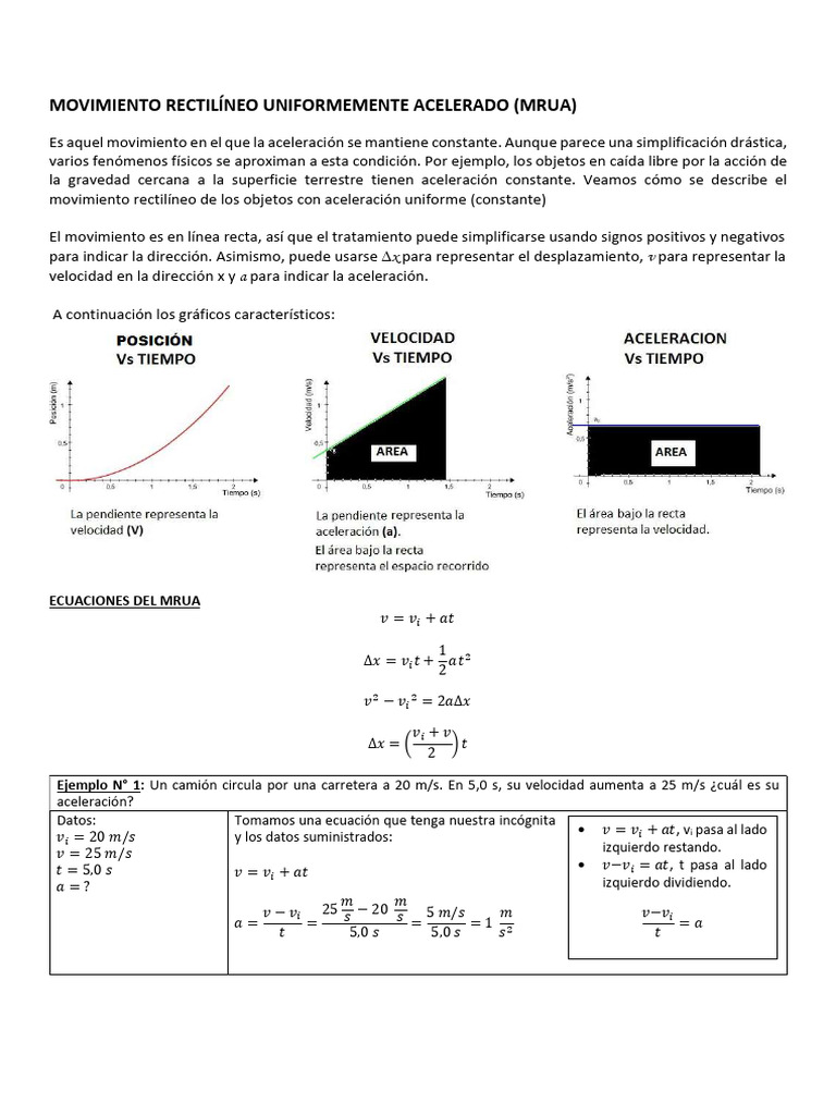 Movimiento Rectilíneo Uniformemente Acelerado | PDF | Aceleración ...