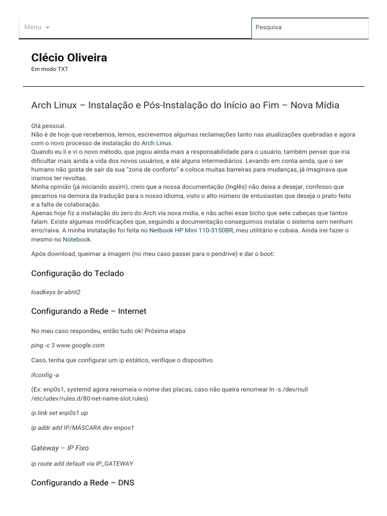 Instalação do Arch Linux Passo a Passo | PDF | Linux | Inicialização ...