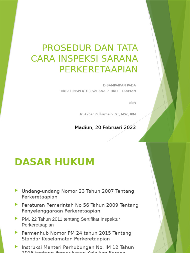 Prosedur Dan Tata Cara Inspeksi Sarana Perkeretaapian | PDF