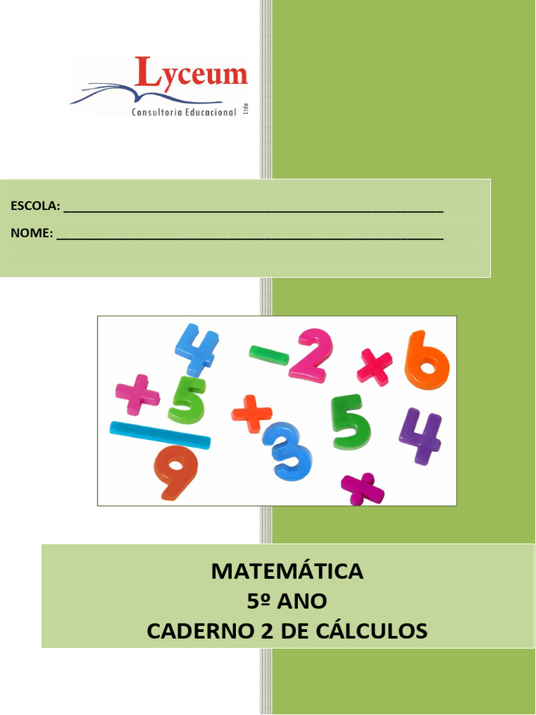 Caderno de Cálculos - 5º Ano Matemática | PDF