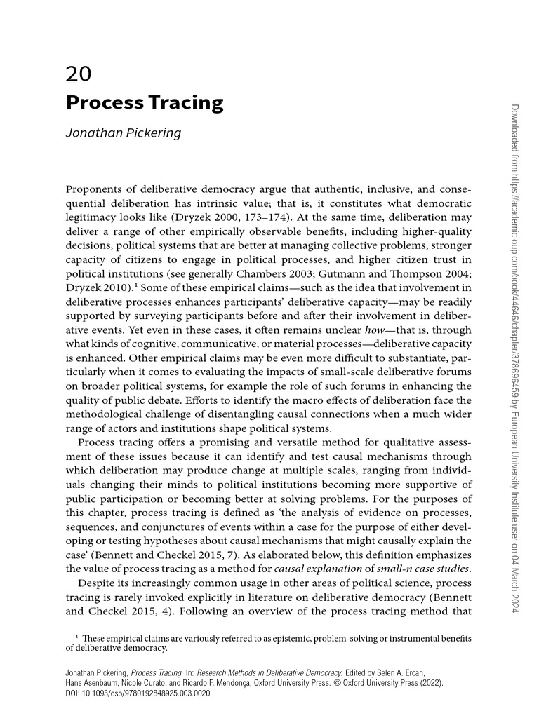 Understanding Process Tracing in Deliberative Democracy | PDF ...