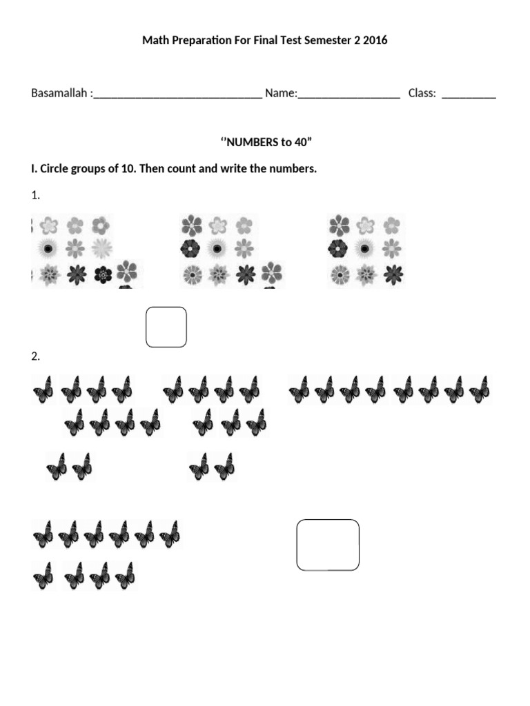 Math Test Prep: Numbers to 100 | PDF