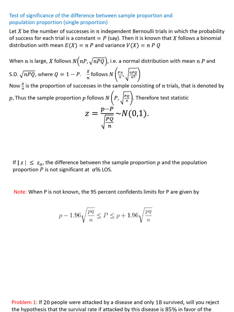Statistical Tests for Proportions Analysis | PDF | Statistical ...