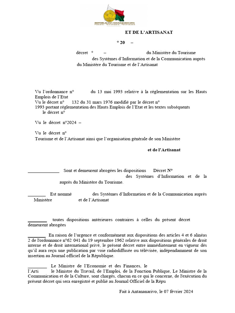 Nomination au Ministère du Tourisme 2024 | PDF | France | Gouvernement