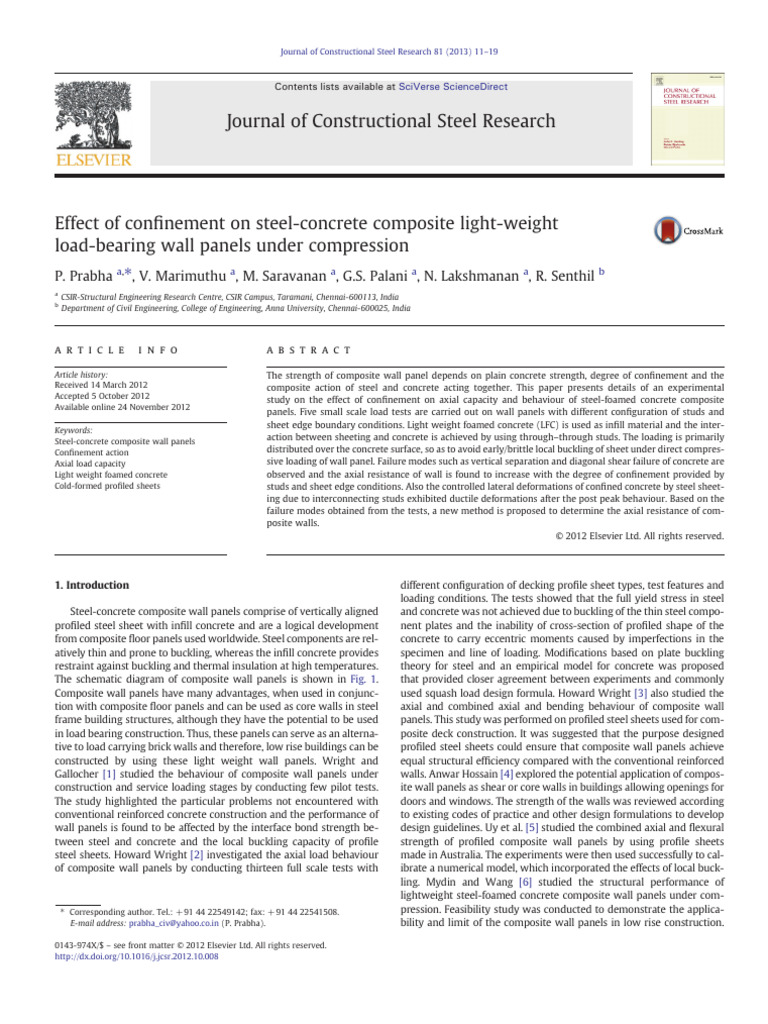 Confinement Effects on Composite Wall Panels | PDF | Strength Of ...