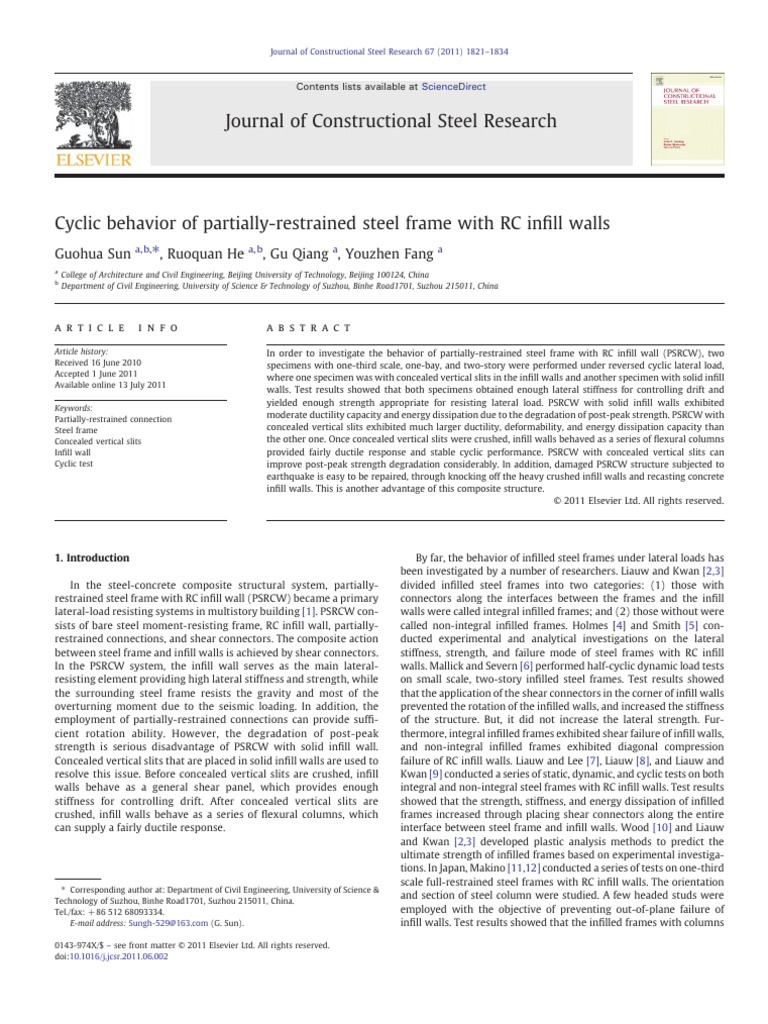 (2011) Cyclic Behavior of Partially-Restrained Steel Frame With RC ...