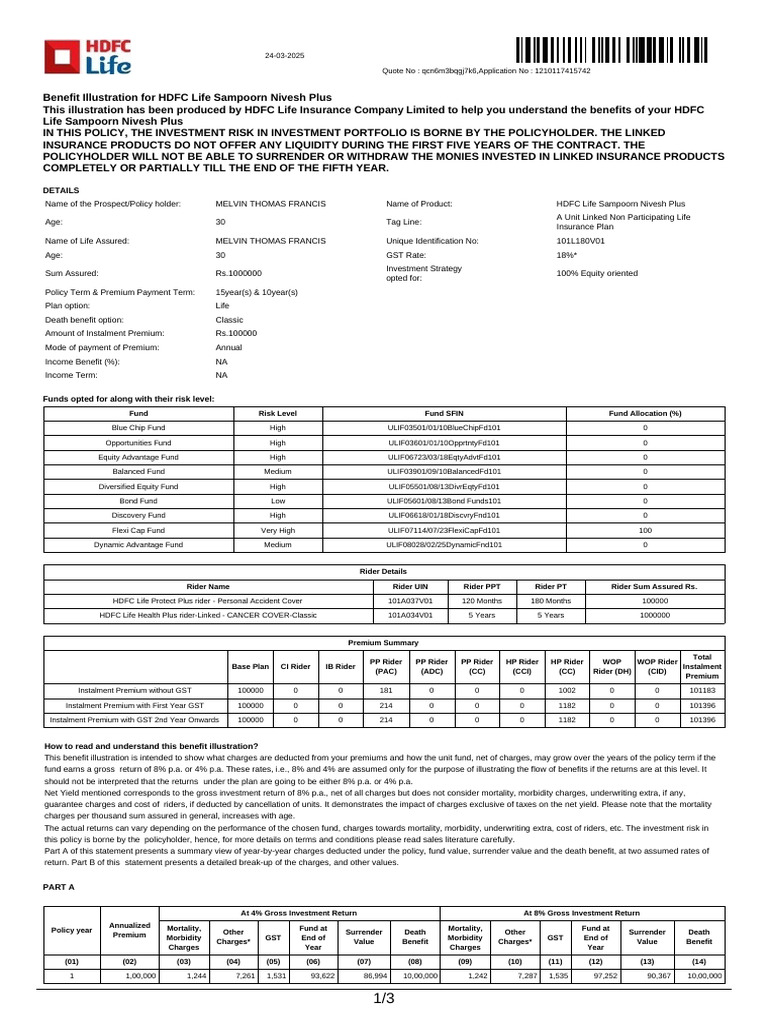 HDFC Life Sampoorn Nivesh Plus Benefits | PDF | Insurance | Life Insurance