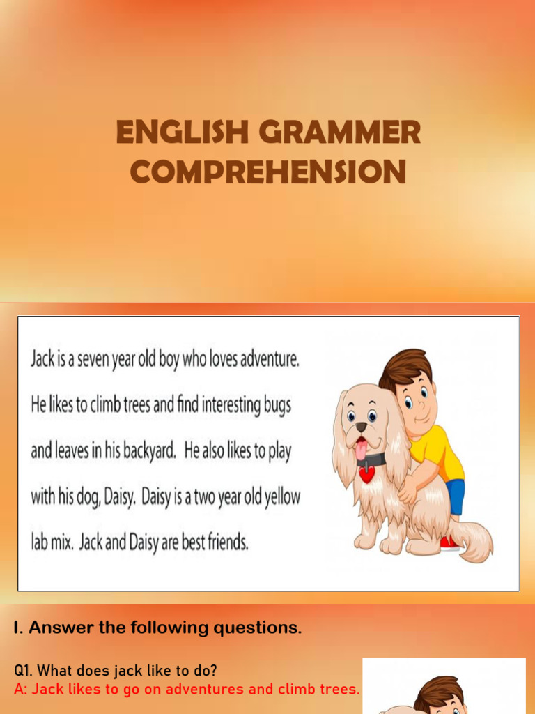 English Grammar Comprehension Exercises | PDF