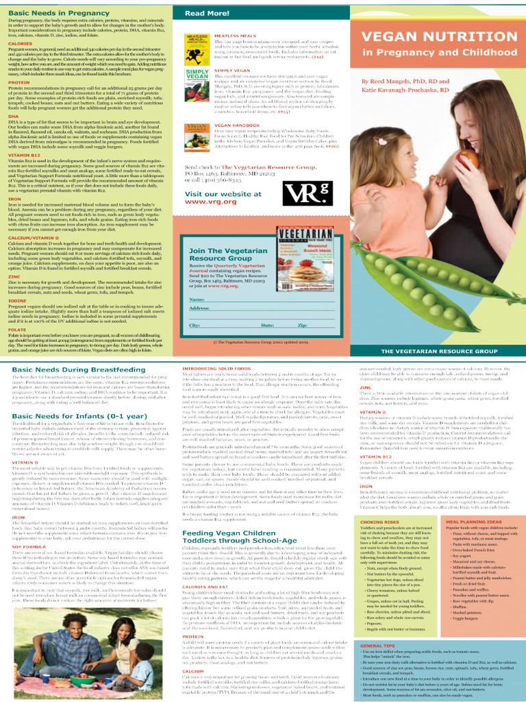 Vegan Pregnancy Brochure | PDF