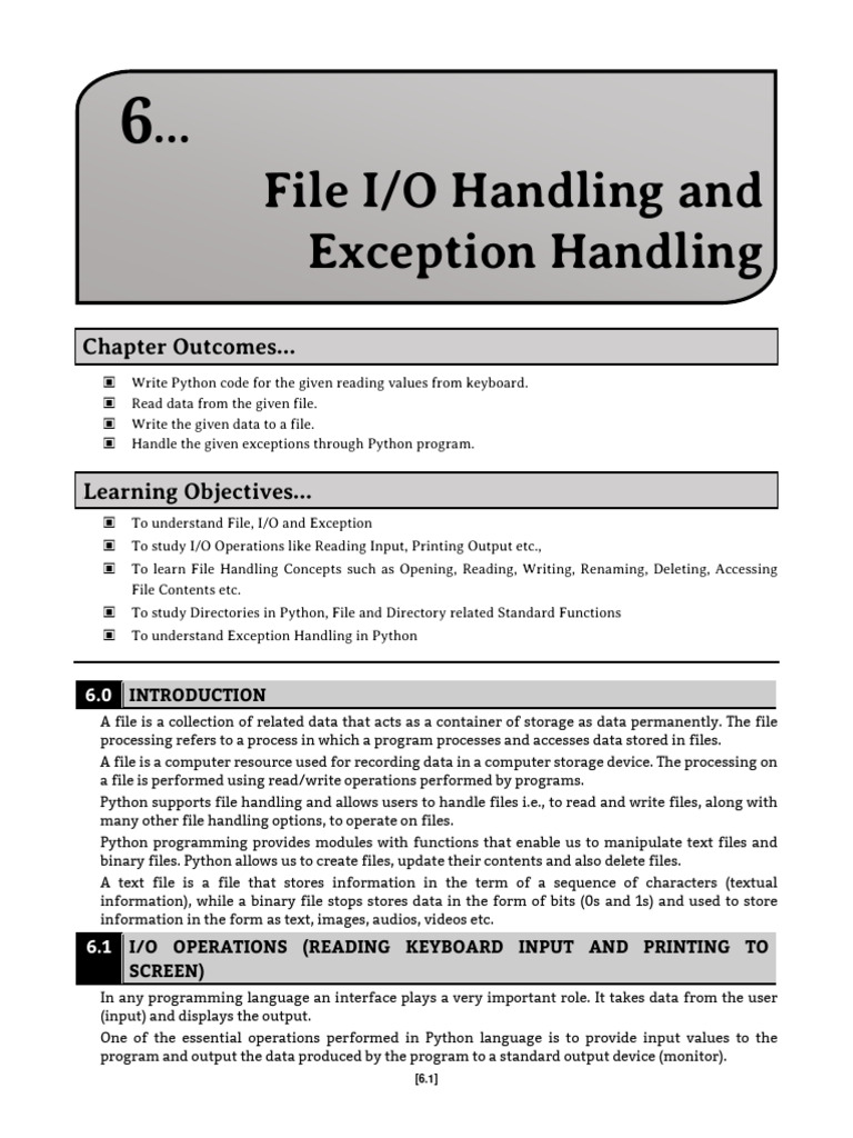 Python File I/O and Exception Handling | PDF | Computer File | Filename