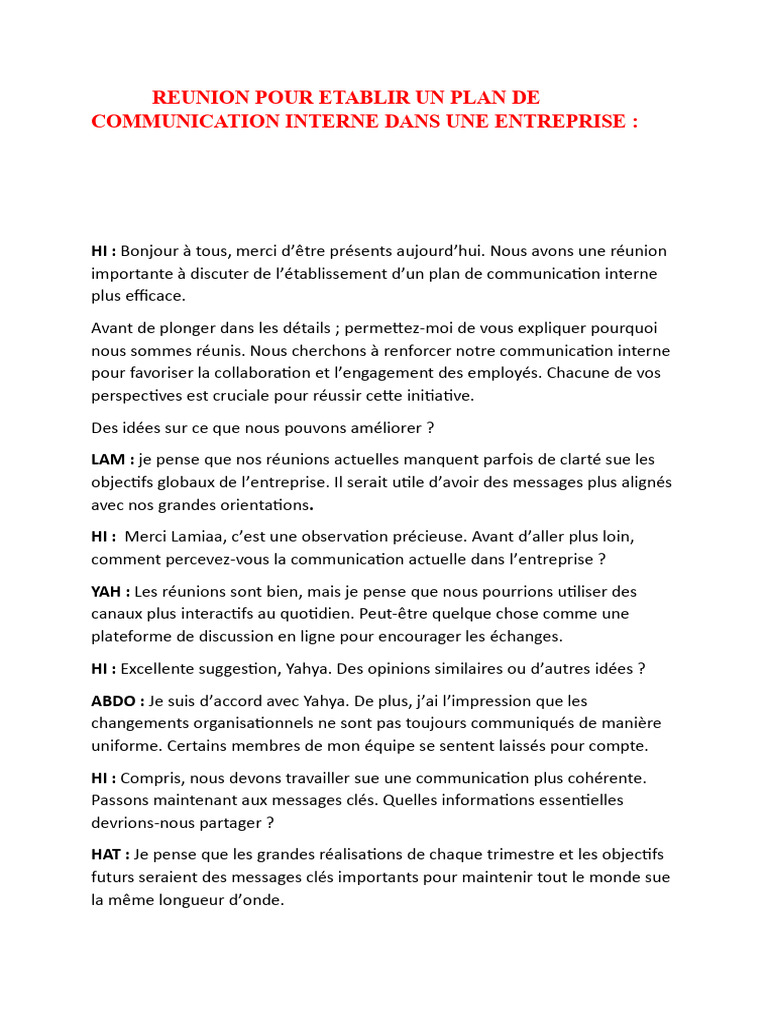 Plan de communication interne efficace | PDF