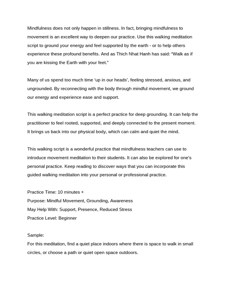 Mindful Walking Script | PDF | Foot | Mindfulness