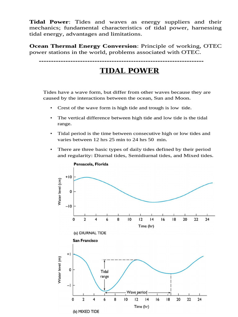 Tidal Power: Characteristics and Challenges | PDF | Tide | Steam
