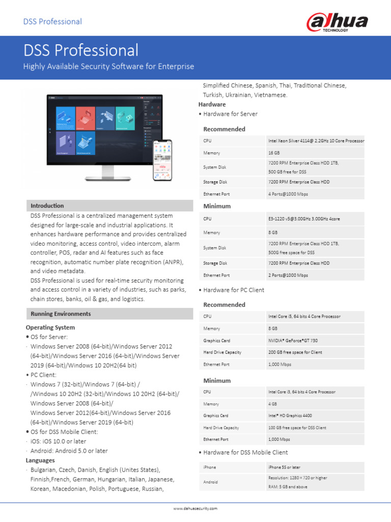 DSS Professional Datasheet V8.0.2 - 20220223 | PDF | 64 Bit Computing ...