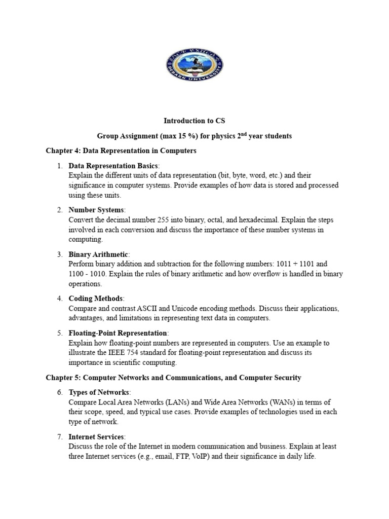 Data Representation & Network Security Guide | PDF | Computer Network ...