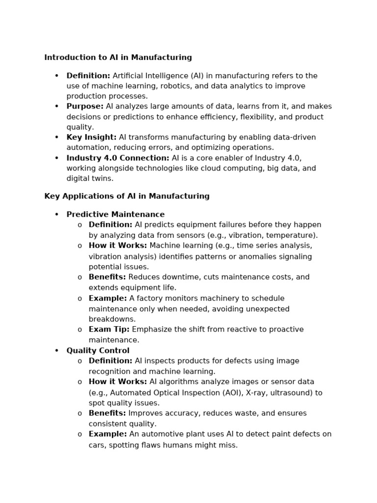 Introduction To AI in Manufacturing | PDF | Artificial Intelligence ...