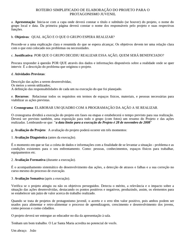 Apostila Roteiro Simplificado De Elaboração De Um Projeto Pdf