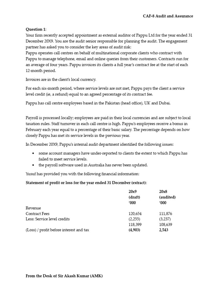 Audit Mock 1 | PDF | Audit | Employment