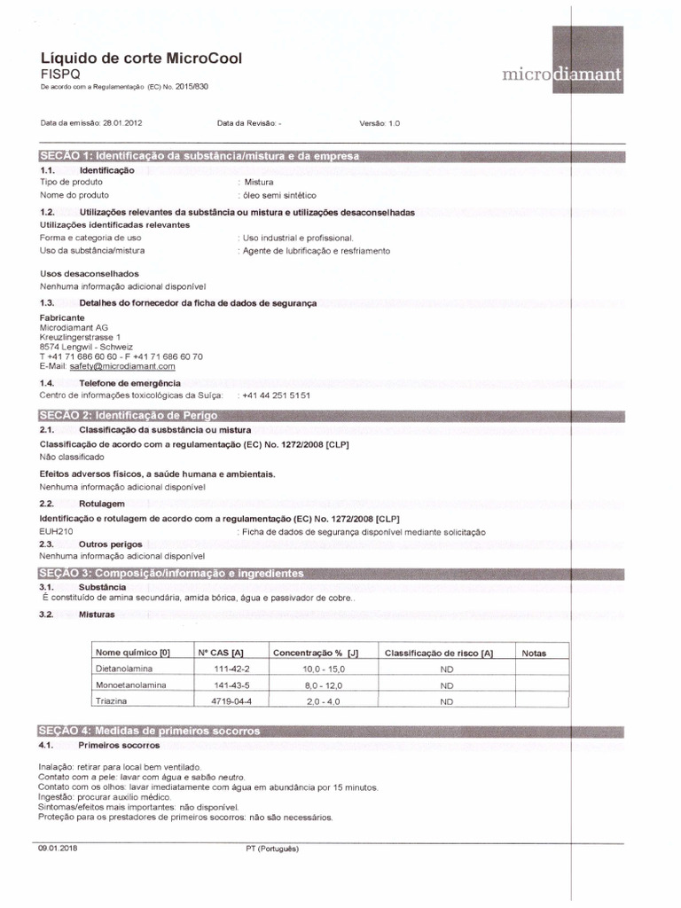 LÍQUIDO DE CORTE MICROCOOL - Microdiamant - 28-01-2012 | PDF