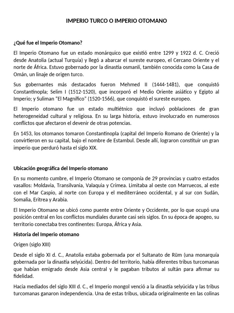 IMPERIO TURCO O IMPERIO OTOMANO | PDF | imperio Otomano | imperio Bizantino