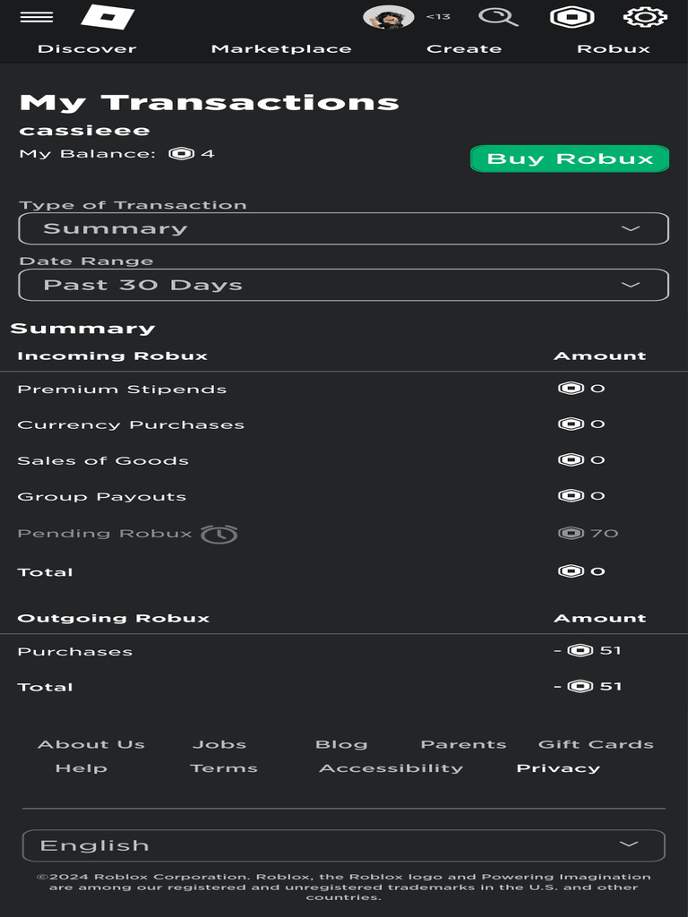 My Transactions - Roblox | PDF