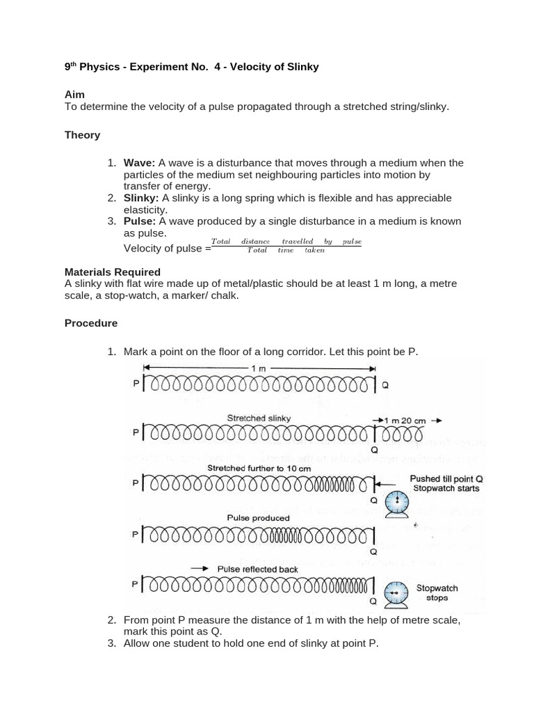 Slinky Wave Velocity Experiment Guide | PDF