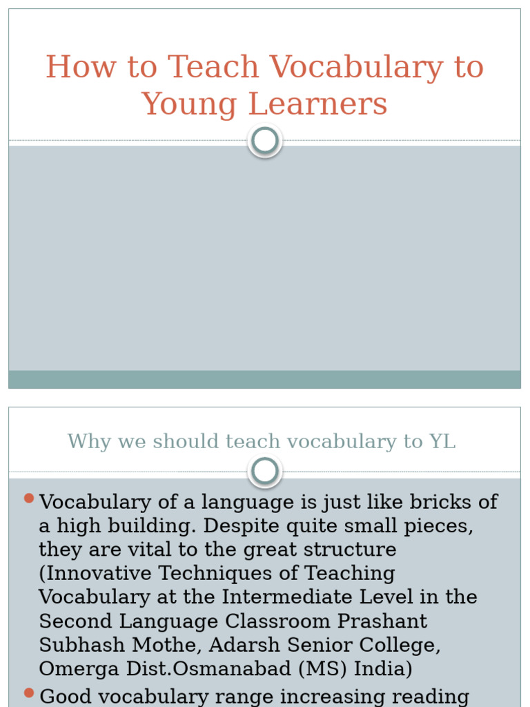 How To Teach Vocabulary To Young Learners | PDF | Vocabulary | Second ...