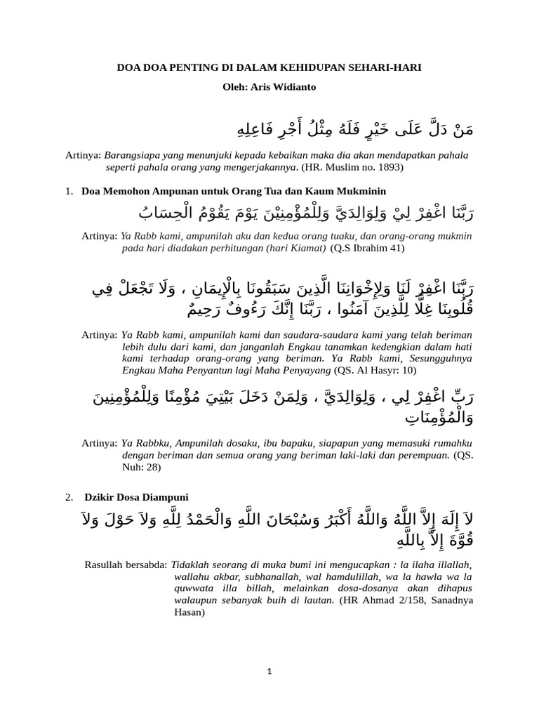 Kumpulan Doa Penting Sehari-hari | PDF