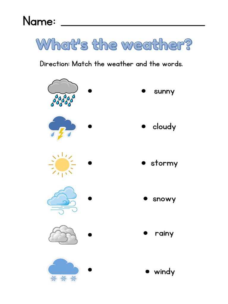 Weather Vocabulary Matching Game | PDF