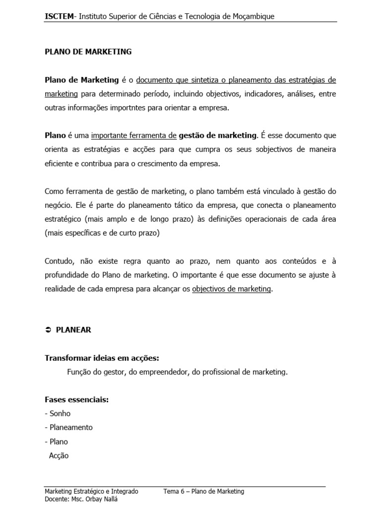 Estrutura do Plano de Marketing Eficiente | PDF | Marketing | Economia