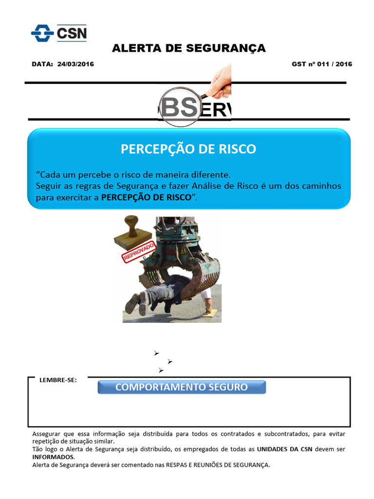 Alerta de Segurança: Identificação de Riscos | PDF