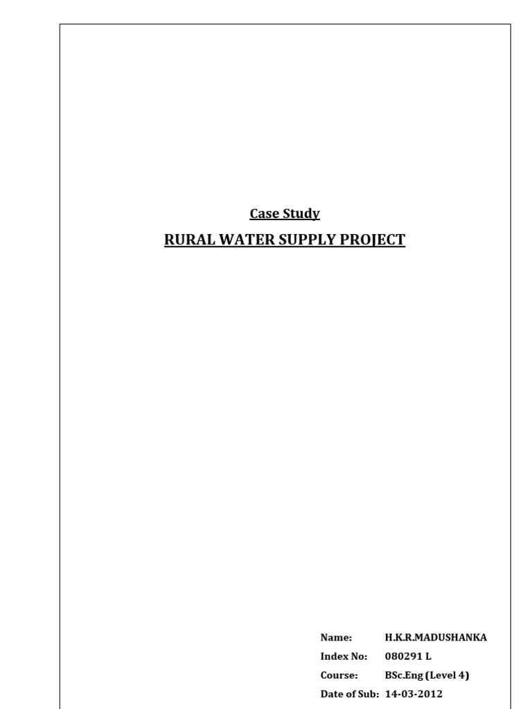 Rural Water Supply Project Case Study PDF Water Supply Water