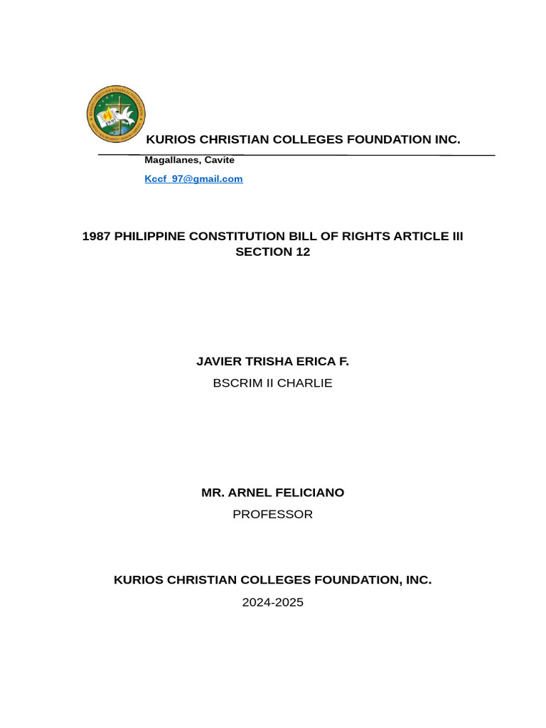 Understanding Article III Section 12 Rights | PDF | Right To Silence ...