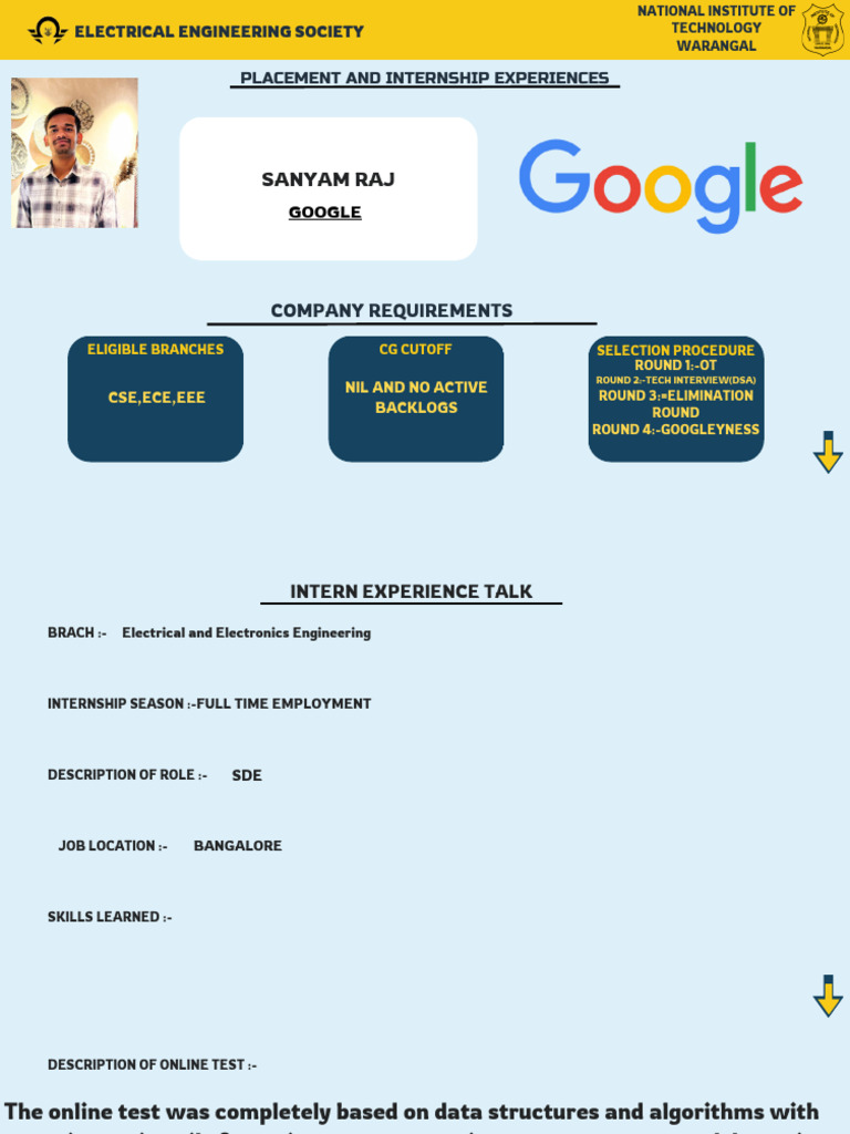 Google Internship Experience Overview | PDF
