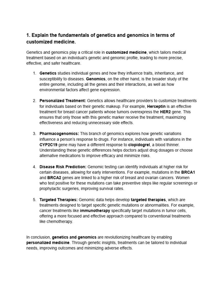 Genetics and Genomics in Personalized Medicine | PDF | Personalized ...