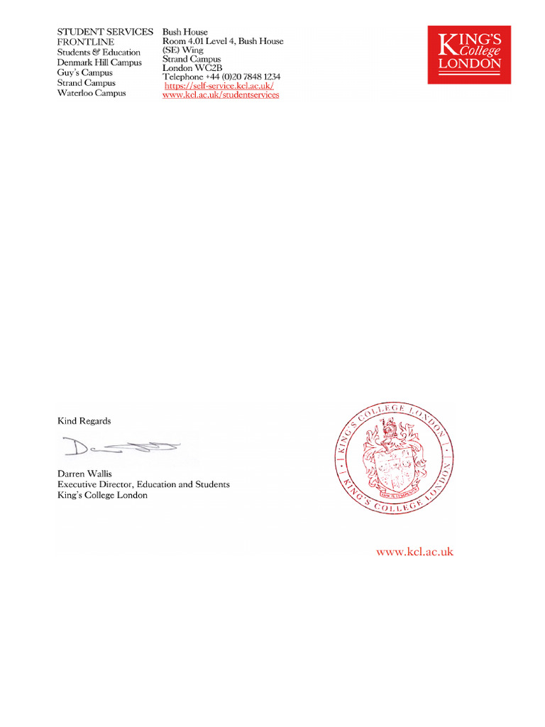King's College London Study Confirmation | PDF