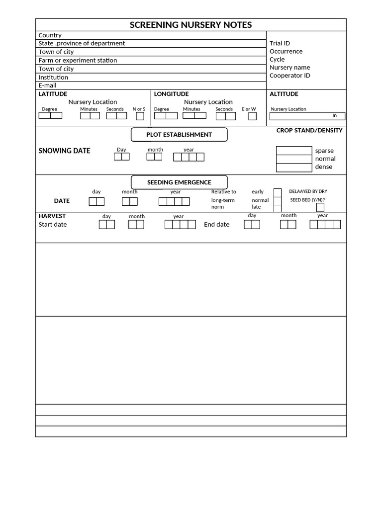 Screening Nursery Data Overview | PDF