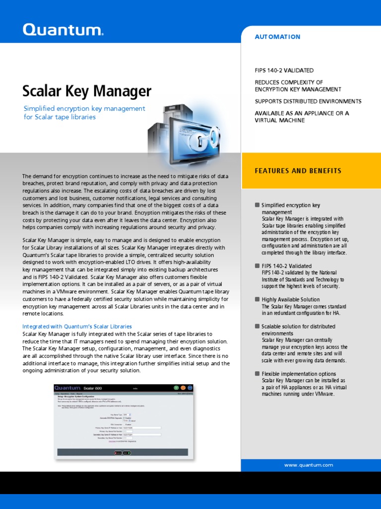 Scalar Key Manager Appliance Data Sheet | PDF | Digital Technology ...